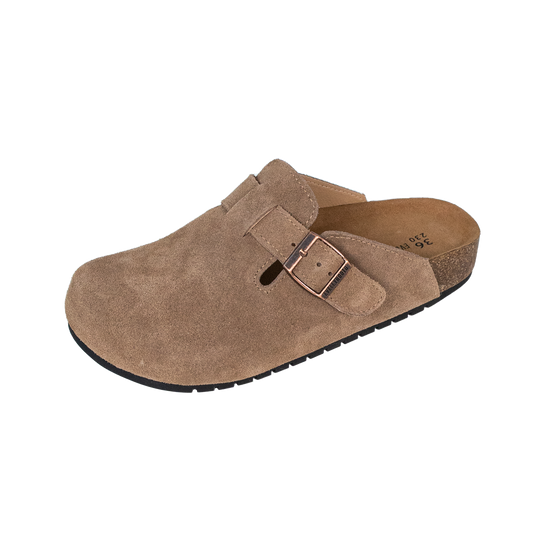 8555 Round Toe Suede Cork Clogs